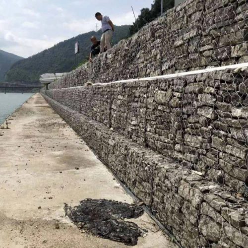 Galfan Coated Gabion Box Filled With Stone As Retaining Wall Fence