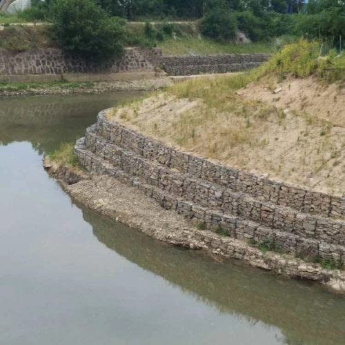 Galfan Coated Gabion Box Filled With Stone As Retaining Wall Fence